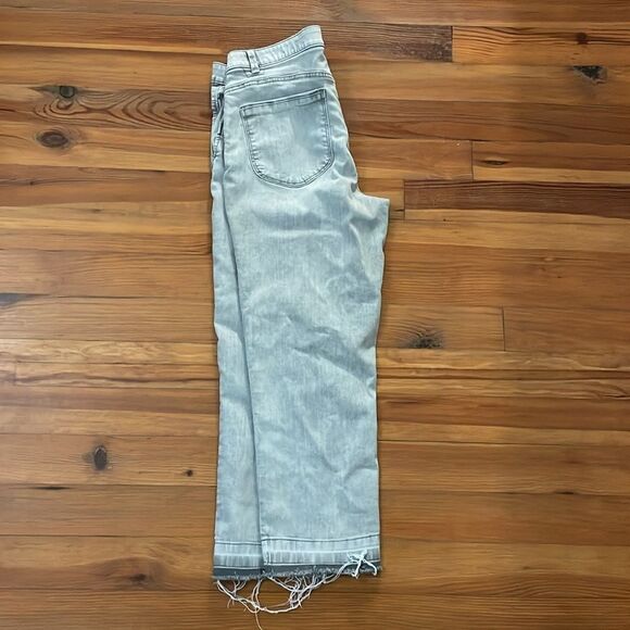 Democracy Ab Solution Gray Cropped Denim Jeans with Frayed Hem Womens Size 16 - Picture 6 of 13